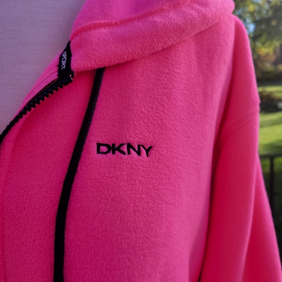 Dkny Jackets & Blazers - 💥💥💥SALE 💥💥💥NWOT DKNY Sport Hot Pink Fleece Jacket W/Logo Tape Sleeves-3X